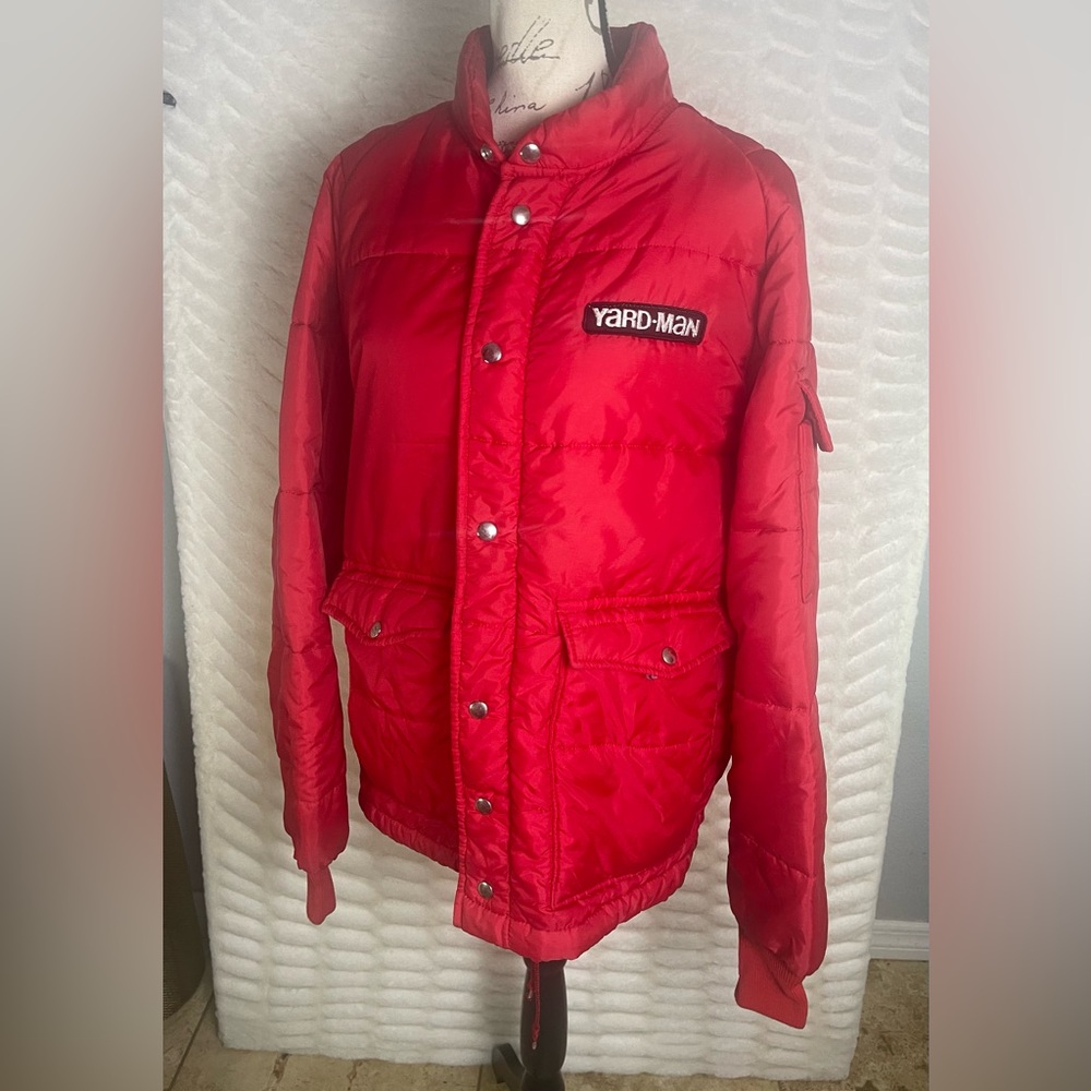 L Vintage 70's USA Swingster‎ Red Puffer Yard-Man Nylon Jacket Hiking Streetwear